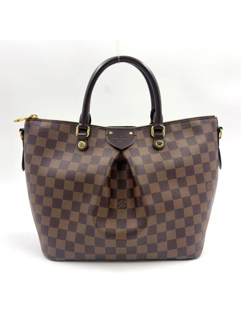 Louis Vuitton Sienna MM Damier Ebene Leather Brown Handbag Gold